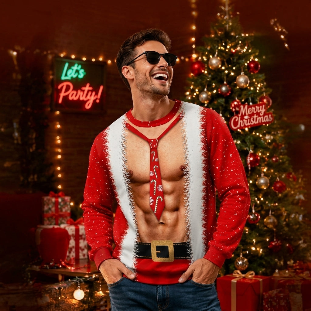 Funny Sexy Body Ugly Christmas Sweatshirt – Novelty Christmas Party Pullover, Hilarious Holiday Gift for Men & Women