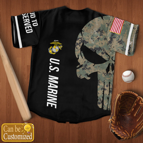 Baseball Jersey Printed US Marine SKull Custom Shirt For Men